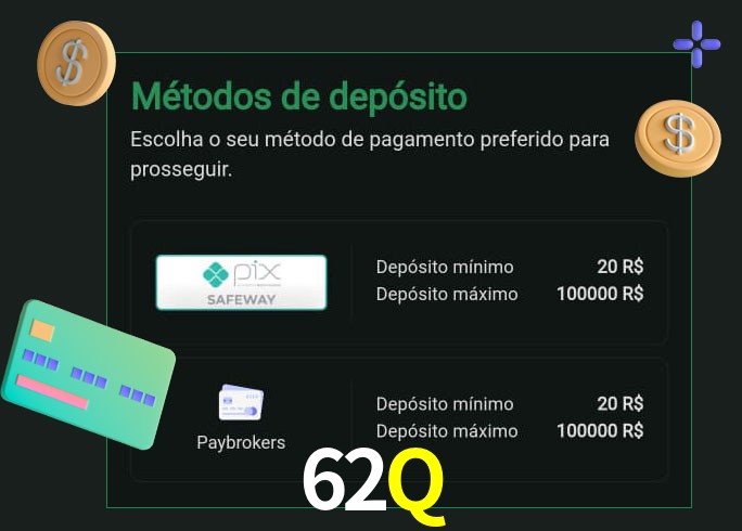 O cassino 62Q oferece uma grande variedade de métodos de pagamento